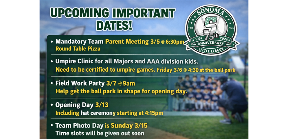 Upcoming Important Dates